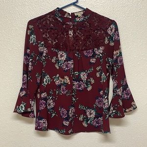 Lace high collared blouse